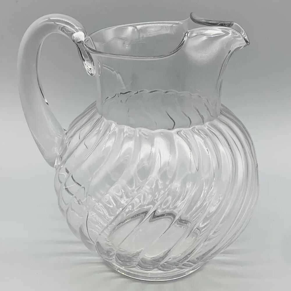 Vintage Fostoria Colony Heavy Swirl Crystal 8" - 2 QT Ice Jug Pitcher w/ Ice Lip